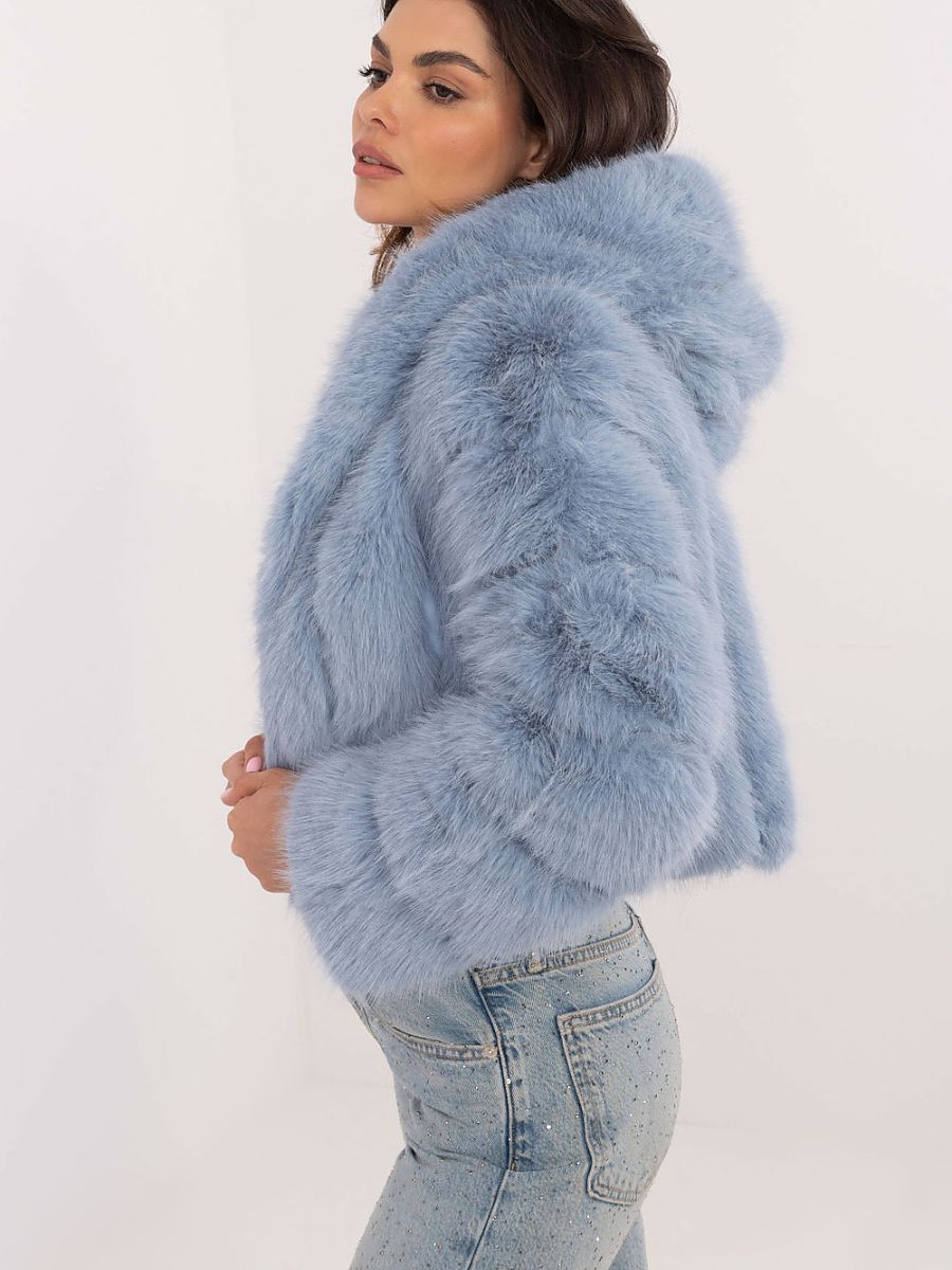 Women's blue fur jacket