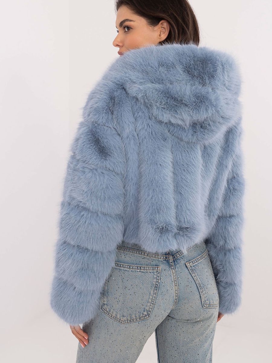 Women's blue fur jacket